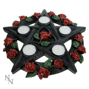 Nemesis Now - Sfeerlicht Pentagram met Rozen Zwart Polyresin