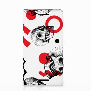 Mobiel BookCase Nokia 2.1 2018 Skull Red