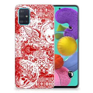 Silicone Back Case Samsung Galaxy A51 Angel Skull Rood