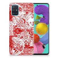 Silicone Back Case Samsung Galaxy A51 Angel Skull Rood - thumbnail