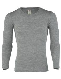 Heren Shirt Lange Mouw Zijde Wol Engel Natur Kleur Grijs Maat 44 - Small