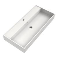 Brauer Gravity Wastafel - 100 cm - met 1 Spoelbak en 1 Kraangat - Mineraalmarmer Zijdeglans Wit