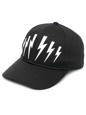 Neil Barrett casquette à imprimé Thunderbolt - Noir