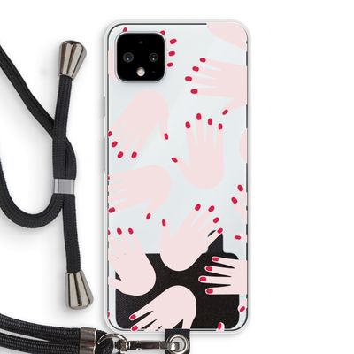 Hands pink: Pixel 4 XL Transparant Hoesje met koord