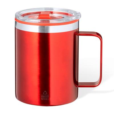 Warmhoudbeker - thermos beker Barista - reis koffiebeker - RVS - rood - 400 ml - deksel