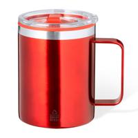 Warmhoudbeker - thermos beker Barista - reis koffiebeker - RVS - rood - 400 ml - deksel