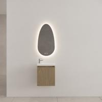 Gliss Design Timotheus toiletmeubel met ribbelfront 40cm ash gray met glans witte fontein - thumbnail