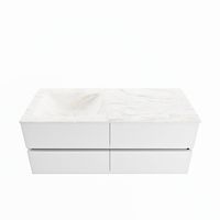 MONDIAZ VICA-DLUX 120cm badmeubel onderkast Talc 4 lades. Inbouw wastafel CLOUD links 1 kraangat, kleur Ostra.