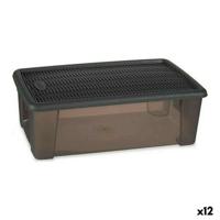 Doos met deksel Stefanplast Elegance Grijs Transparant Plastic 5 L (12 Stuks)