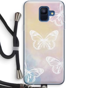 White butterfly: Samsung Galaxy A6 (2018) Transparant Hoesje met koord