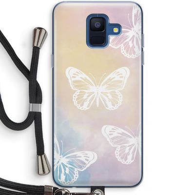 White butterfly: Samsung Galaxy A6 (2018) Transparant Hoesje met koord