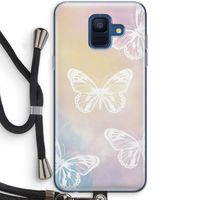 White butterfly: Samsung Galaxy A6 (2018) Transparant Hoesje met koord