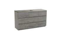 Storke Edge staand badmeubel 140 x 52 cm beton donkergrijs met Diva asymmetrisch linkse wastafel in top solid zijdegrijs