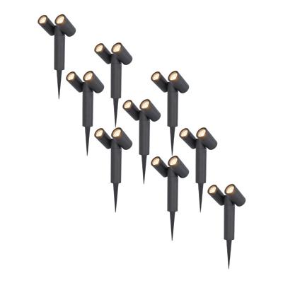 Set van 9 Pinero Dubbel LED prikspots - GU10 8 watt 345 lumen - Dimbaar - Kantelbaar - 2700K warm wit - IP65 Waterdicht - Zwart