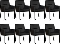 Set van 8 Zwarte leren moderne eetkamerstoelen Lucky - Toledo Leer Nero (zwart leer)