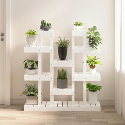 Plantenstandaard wit 104,5x25x109,5 cm massief grenenhout
