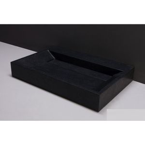 Forzalaqua Palermo Wastafel 60 cm Basalt Gezoet 60x40x9 cm 1 wasbak zonder kraangaten