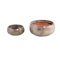 PTMD Nayaa Brown ceramic pot round SV2 - thumbnail