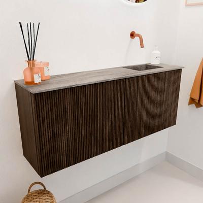 Toiletmeubel Mondiaz Joya Dlux | 100 cm | Meubelkleur Walnut | Faye wastafel Oza Wasbak Rechts | Zonder kraangat(en)