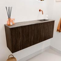Toiletmeubel Mondiaz Joya Dlux | 100 cm | Meubelkleur Walnut | Faye wastafel Oza Wasbak Rechts | Zonder kraangat(en)