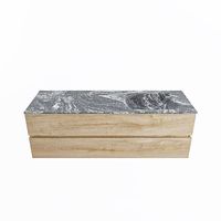 MONDIAZ VICA-DLUX 150cm badmeubel onderkast Washed Oak 2 lades. Inbouw wastafel CLOUD rechts 1 kraangat, kleur Lava.