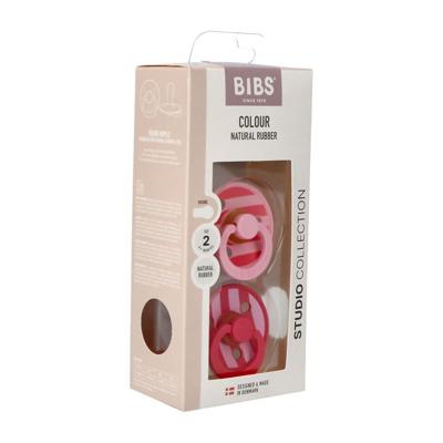 Bibs 2 Fopspeen Studio Duo Block Baby Pink