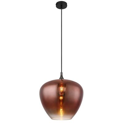 Globo Zwarte hanglampMaxy met rood glas Ø 40cm - 15548H2G