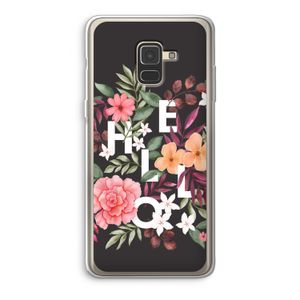 Hello in flowers: Samsung Galaxy A8 (2018) Transparant Hoesje