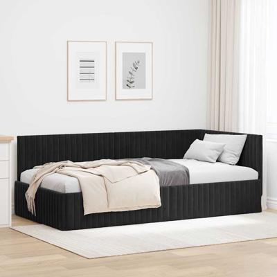 Hoekbedframe met hoofdeinde Zwart 100 x 200 cm Fluweel