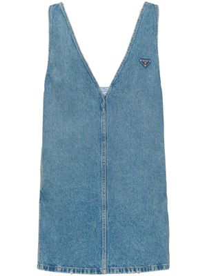 Prada robe en jean à col v - Bleu