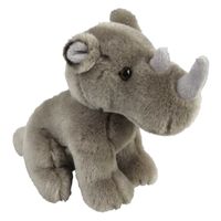 Pluche grijze neushoorn knuffel 18 cm speelgoed - thumbnail