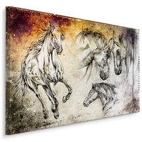 Schilderij -  Geschilderde Paarden  , Wanddecoratie , Premium print - thumbnail