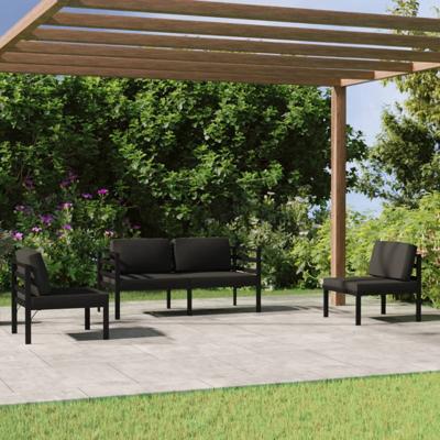 4-delige Loungeset met kussens aluminium antracietkleurig
