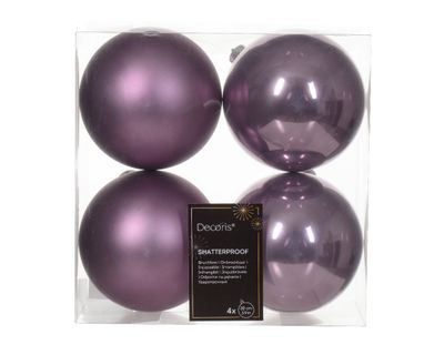 Kerstbal kunststof d10 cm klila 4st kerst - Decoris