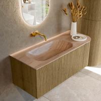 Badmeubel Mondiaz Kurve-Dlux | 115 cm | Meubelkleur Dusk | Wastafelkleur Saba | Solid surface | Wasbak linker zijde spoelbak | Zonder kraangat(en) Badmeubel Mondiaz Kurve-Dlux | 115 cm | Meubelkleur Dusk | Wastafelkleur Saba | Solid surface | Wasbak linker zijde spoelbak | Zonder kraangat(en)
