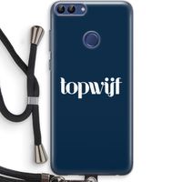 Topwijf Navy: Huawei P Smart (2018) Transparant Hoesje met koord