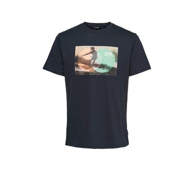 ONLY & SONS T-shirt van biologisch katoen donkerblauw ONLY & SONS T-shirt van biologisch katoen donkerblauw