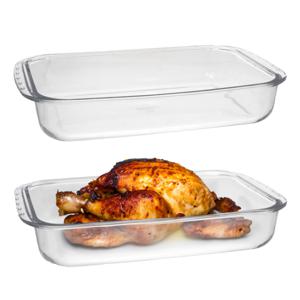 Marinex Ovenschaal van borosilicaat glas - 2x - rechthoek - 5.0 Liter - 40 x 25 x 7 cm - serveerscha