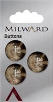 Milward Knoop met Opstaand Randje Zwart/Wit/Bruin 17mm (3 stuks)