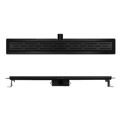 Douchegoot Wiesbaden 80 cm | Met flens en rooster | Mat zwart