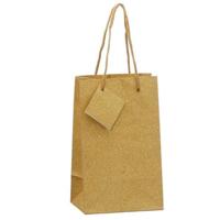 Luxe gouden papieren giftbags/cadeau tasjes - met glitters - 12.5 x 20 cm