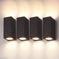 Set van 4 Selma - LED Wandlampen - Up & Down light - IP65 waterdicht - Voor binnen en buiten - Zwart - Buitenlampen - Polycarbonaat