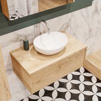 Mondiaz Lush Barco badmeubel Washed oak 80 cm 1 lade mdf 1 waskom midden 1 kraangat