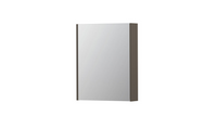 INK SPK2 spiegelkast met 1 dubbelzijdige spiegeldeur, 2 verstelbare glazen planchetten, stopcontact en schakelaar 60 x 14 x 73 cm, mat taupe