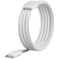 Renkforce USB-kabel USB 2.0 USB-C stekker, USB-C stekker 1.00 m Wit Met magnetische opwikkeling, Stoffen mantel RF-6437918