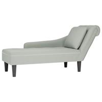 Chaise longue met kussen & rechterarmleuning fluweel lichtgrijs