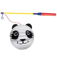 Bol lampion panda - wit - H20 cm - papier - met lampionstokje - 40 cm - thumbnail