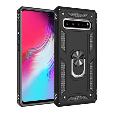 Armor schokbestendige TPU + PC beschermhoes voor Galaxy S10 5G met 360 graden rotatie houder (zwart)