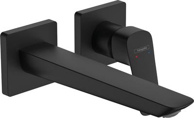 Hansgrohe Logis Fine ééngreeps wastafelmengkraan inbouw voor wandmontage voorsprong 20,5 cm, mat zwart