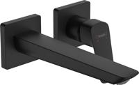 Hansgrohe Logis Fine ééngreeps wastafelmengkraan inbouw voor wandmontage voorsprong 20,5 cm, mat zwart